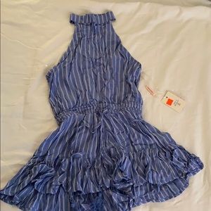 Blue and White Striped Romper